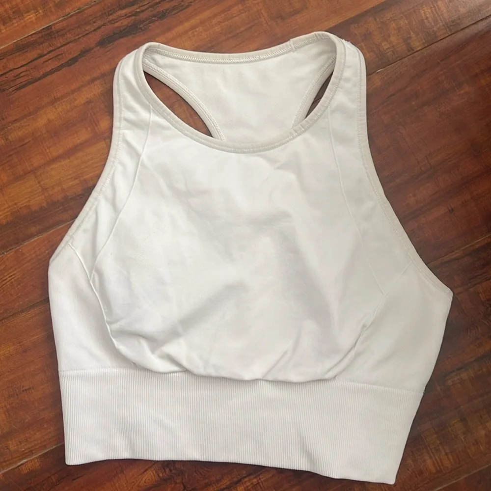 lululemon high-neck racerback ribbed tank, white, size 6 - Picture 1 of 3